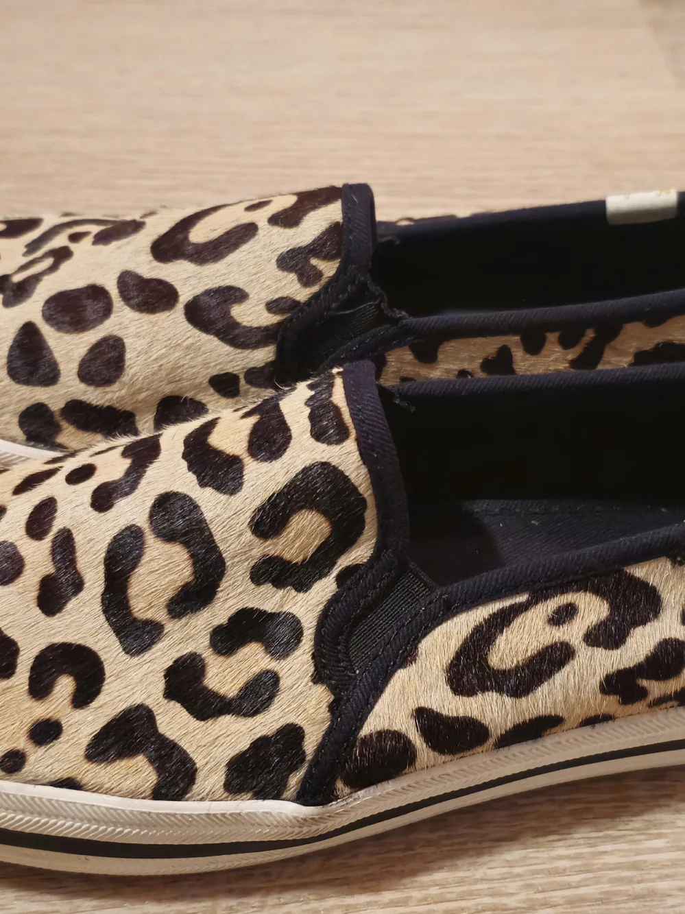 Kate Spade x Keds Leopard Print Slip-On Sneakers - Genuine Calf Hair EUC